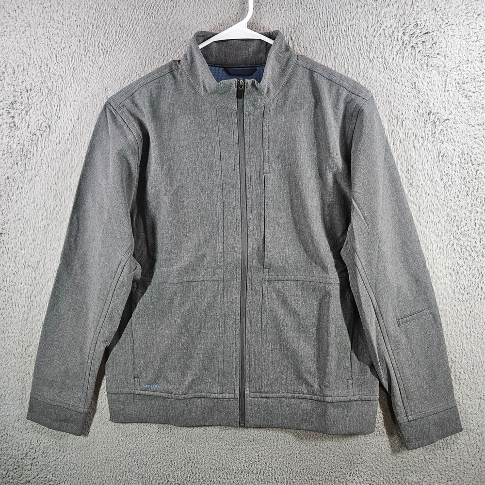 Medelita Quantum Scrub Jacket Mens Gray Full‎ Zip Medical Warm Up Coat Stretch L